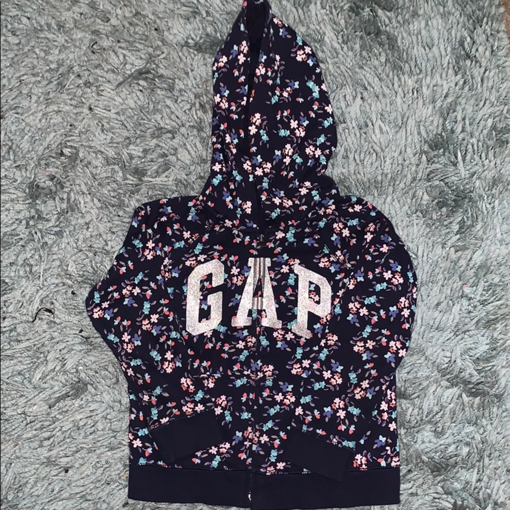 Toddler girls floral Gap zip hoodie. Size 4.